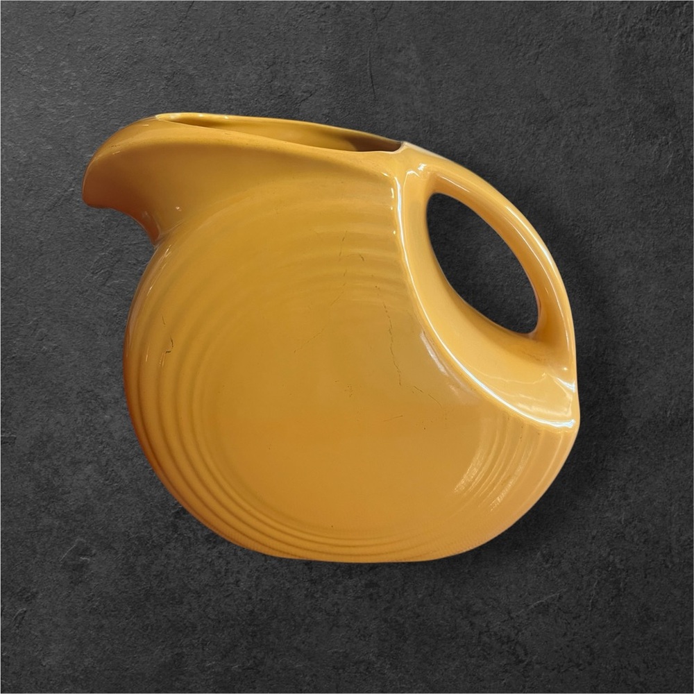 VINTAGE FIESTA WARE USA Disk Mustard Color Pitcher.